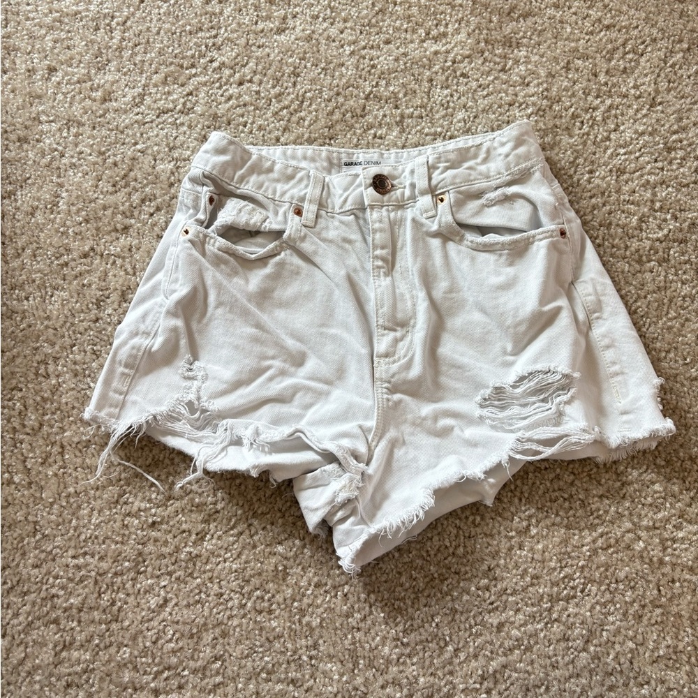 Garage Denim White Festival Shorts
